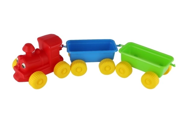 Trein + 2 wagons kunststof 60cm in net