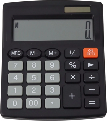 Bureaucalculator met groot display zwart