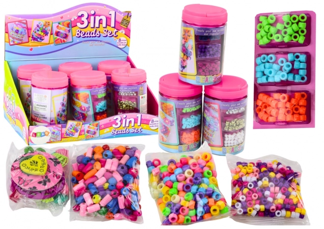 Set kralen in een pot voor het maken van sieraden 3-in-1