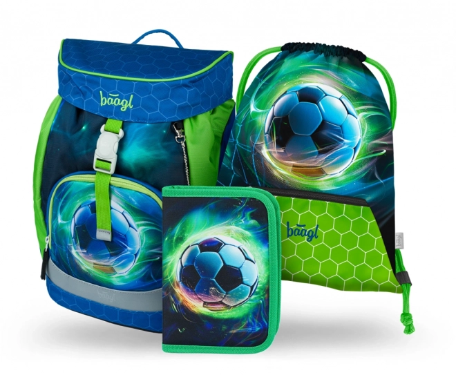BAAGL 3 SET Airy Voetbal Bal: rugzak, etui, zak