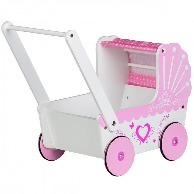 EcoToys Houten kinderwagen voor poppen Pink Heart