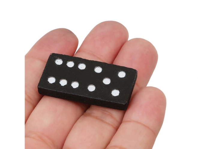 Houten domino in een doos
