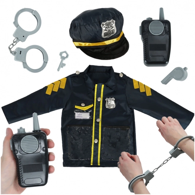 Kinder carnavalskostuum politieagent met accessoireset, handboeien en hoed, voor leeftijd 3-8 jaar