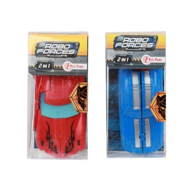 Transformer auto/robot plastic 10cm mix kleuren in plastic doos 5x10,5cm
