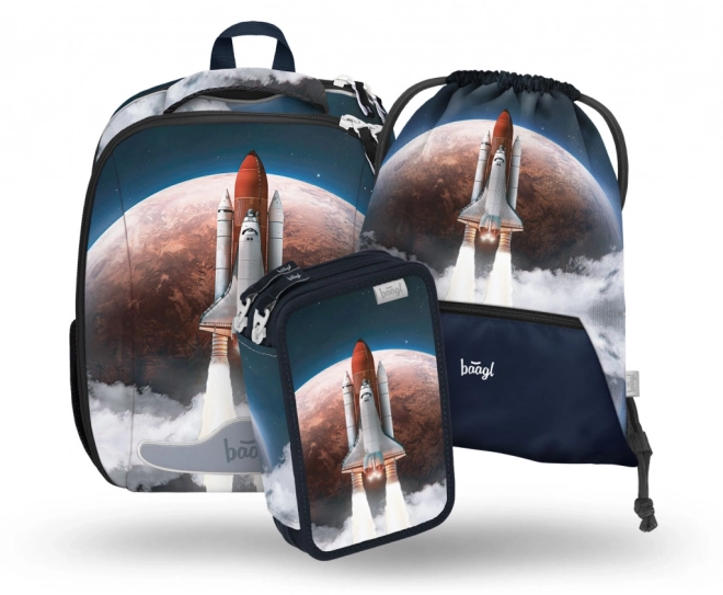 Baagl schoolset Space Shuttle: boekentas, etui, zak