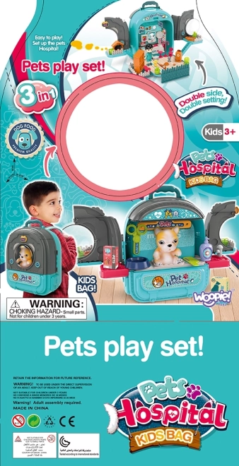 Woopie dierenarts rugzak met huis en hondje 3in1