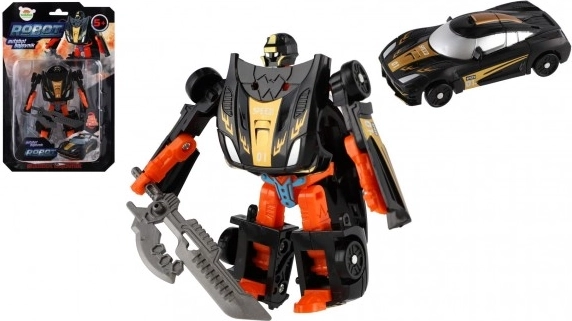 Transformerende robot en sportauto 14 cm – zwart