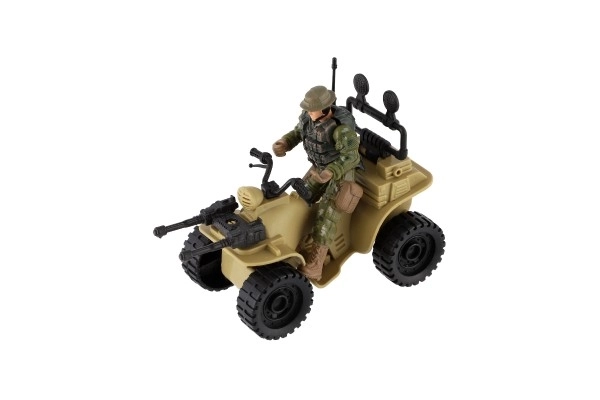 Quad met soldaat in vrije gang