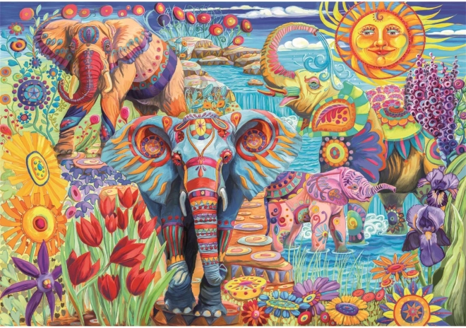 Puzzel Carnaval van Olifanten 500 Stukjes