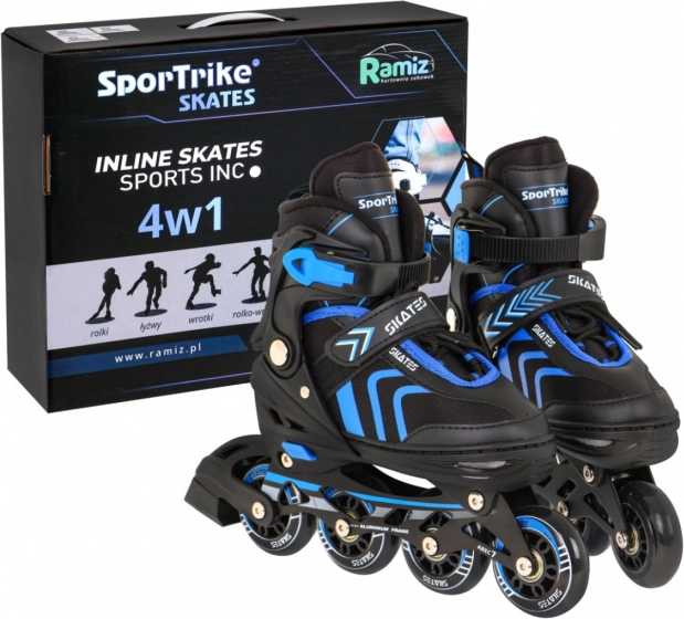 Set 4-in-1 kinder skates: inline, quads en ijsschaatsen, maat 29–33 – Blauw