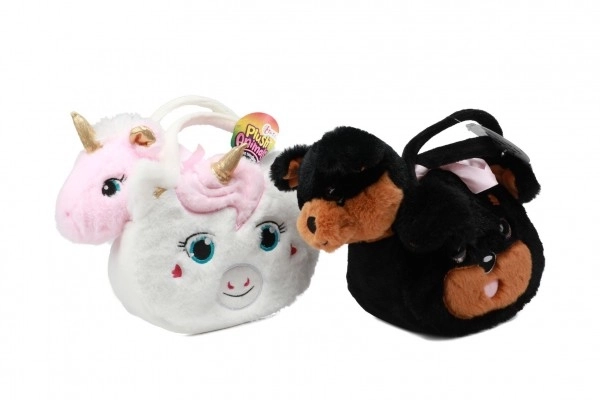 Hondje in tas pluche 25x19cm 3 kleuren 18m+