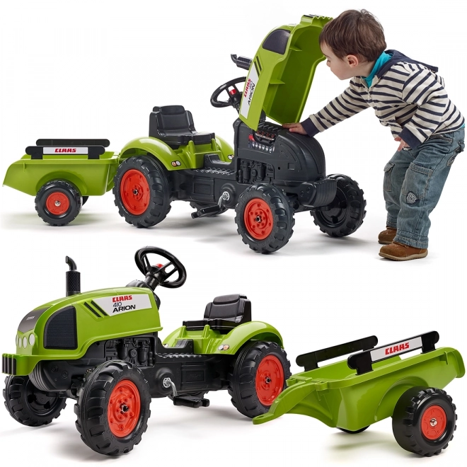 Traptractor Claas Arion 410 met aanhanger