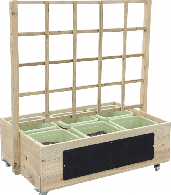 Houten plantenbak op wielen met bord CLASSIC WORLD EDU