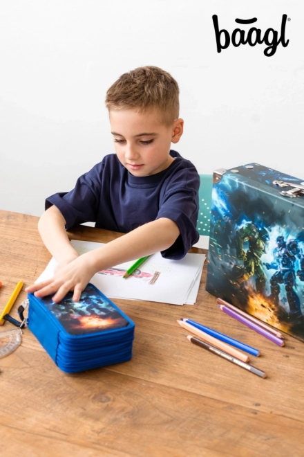 BAAGL Schooletui drie verdiepingen Robots