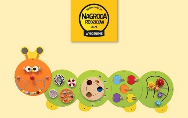Houten wandmontessori paneel - rups