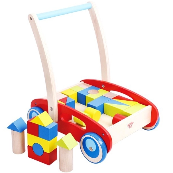 Houten loopwagen met blokken Tooky Toy