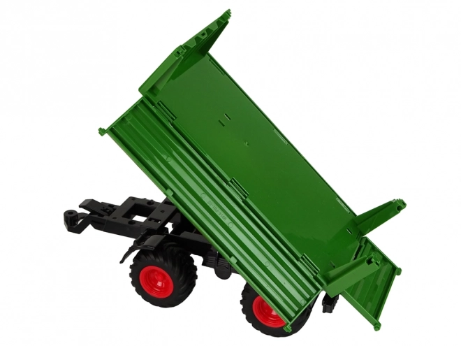 Op afstand bestuurbare tractor met aanhanger 1:24 rood-groen