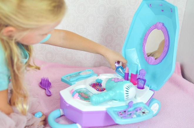 Kaptafel voor meisjes 2-in-1 Mooie salon WOOPIE in koffertje