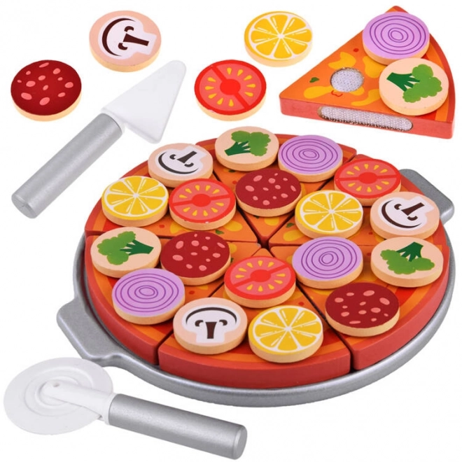 Houten pizza om te snijden met accessoires