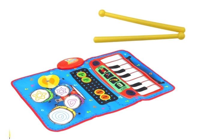 Interactieve muzikale mat 2in1 drumstel en piano met stokjes