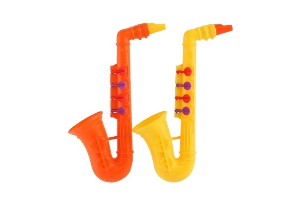 Saxofoon plastic 24cm 2 kleuren in zakje