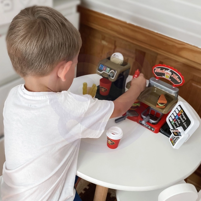 Speelgoed fastfood XXL WOOPIE met kassa en drankdispenser