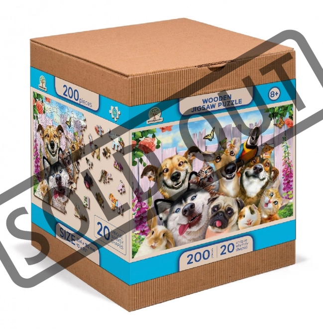 Houten Stad Houten Puzzel Gekke Huisdieren 2-in-1, 200 Stukken ECO