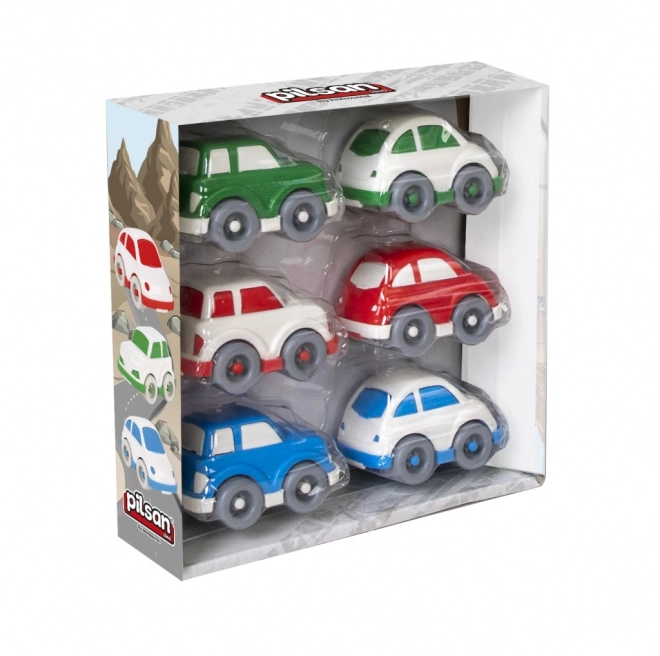 Mini plastic auto voor de kleinsten 6 st.