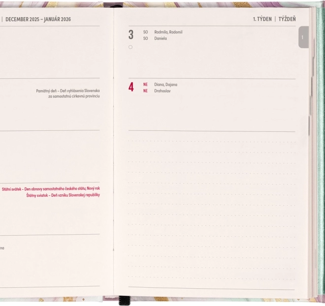 Notique Wekelijkse Magnetische Agenda Roze Marmer 2026