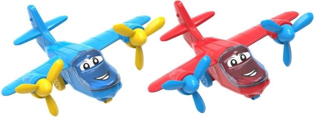 kunststof vliegtuig voor kinderen met te openen cockpit, 28 × 24 cm, 2 kleuren