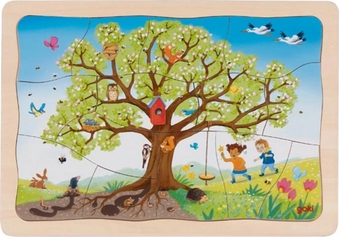 Goki meerlagige puzzel appelboom in de seizoenen