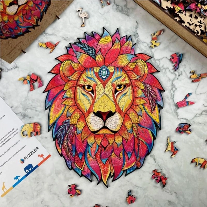 Magische houten kleurrijke puzzel - Mystieke leeuw