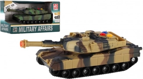 Plastic tank 17 cm met vliegwiel met licht en geluid – 2 kleuren (RUI JIA, MILITARY AFFAIRS)