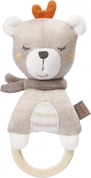 Pluchen teddybeer met houten houder, FehnNatur 2.0