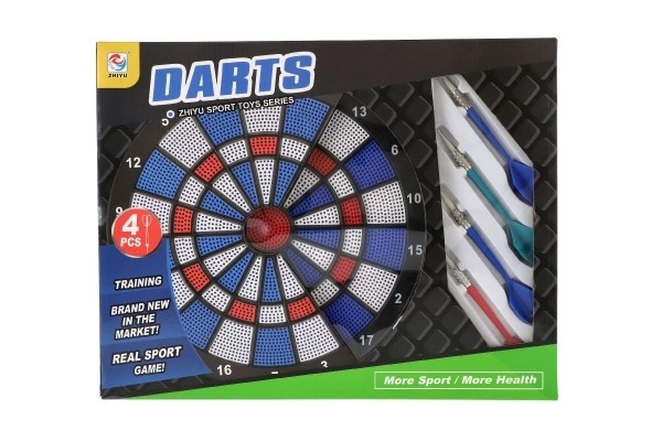 Doel met 4 pijlen plastic diameter 28cm in doos 39x31x3cm
