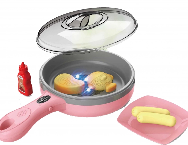 Elektronische roze koekenpan voor kinderen 27 cm met licht en geluid