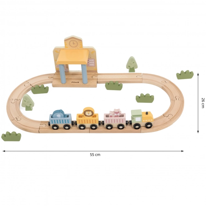 Houten treinset met batterijvoeding