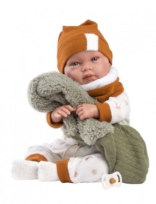 Llorens 84465 NEW BORN - realistische baby pop met geluiden en zacht stoffen lichaam - 44 cm