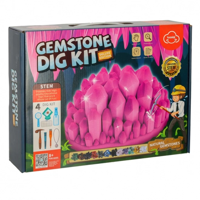 Set van de jonge kleine archeoloog met mineralen 9 stuks