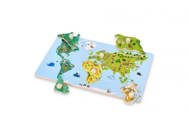 Puzzel met handvatten wereldkaart