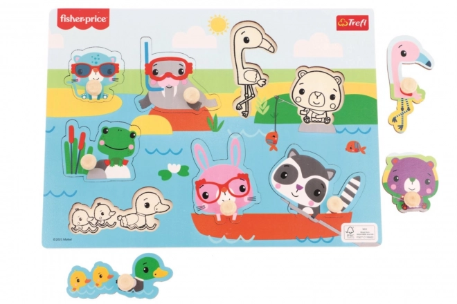 Houten puzzel Fisher-Price Dieren bij het water