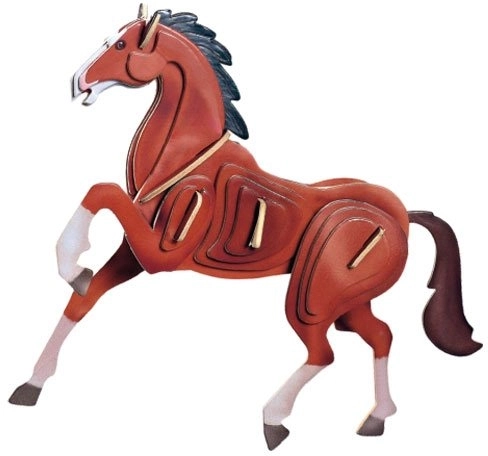 Houten 3D-puzzel Gekleurd Paard