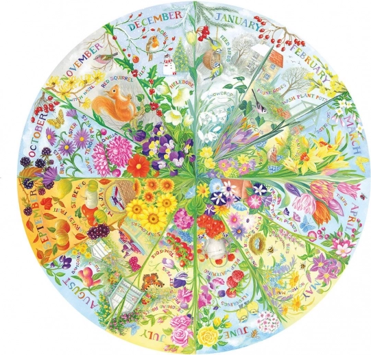 Ronde puzzel Jaar in de tuin 500 stukjes GIBSONS