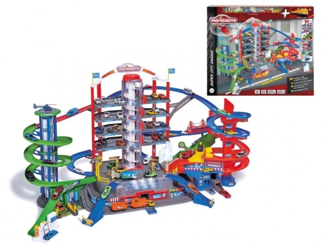Garage Super Stad + 6 autootjes en trein