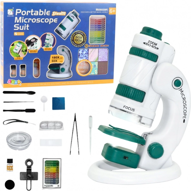 Draagbare educatieve 2-in-1 kindermicroscoop 60x/180x met accessoires