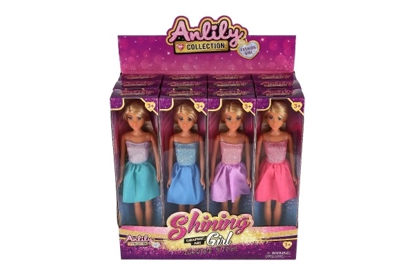 Pop Anlily in glinsterende jurk plastic 30cm 4 kleuren in doosje 8x32x5cm 12st in doos