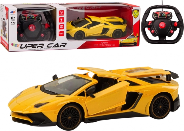 Race RC Auto 1:12 geel met Openende Deuren