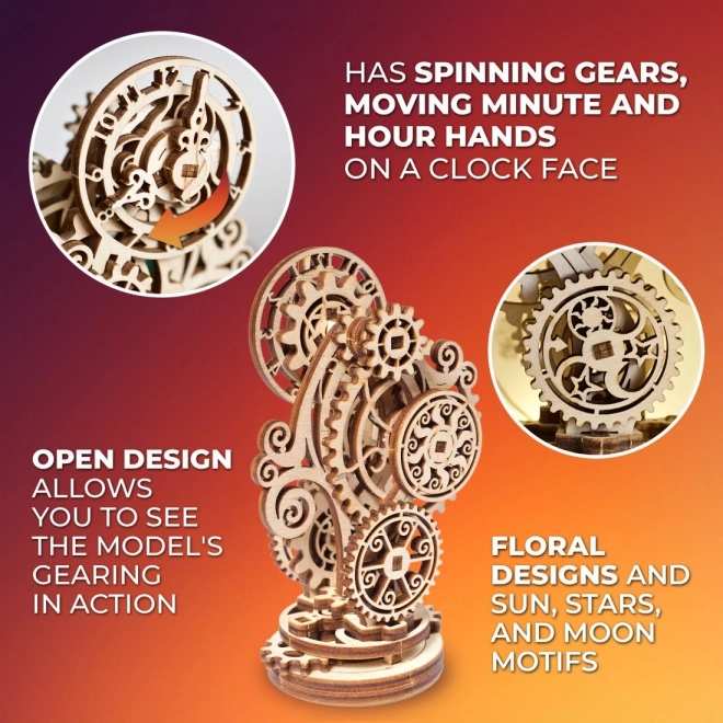Ugears 3D houten mechanische puzzel Steampunk klok