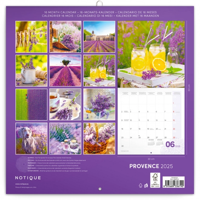 NOTIQUE Notitiekalender Provence 2025, geurend, 30 x 30 cm