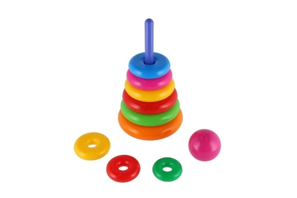 Stapelspel piramide met plastic ringen 28cm ass. 2 soorten in net 12m+